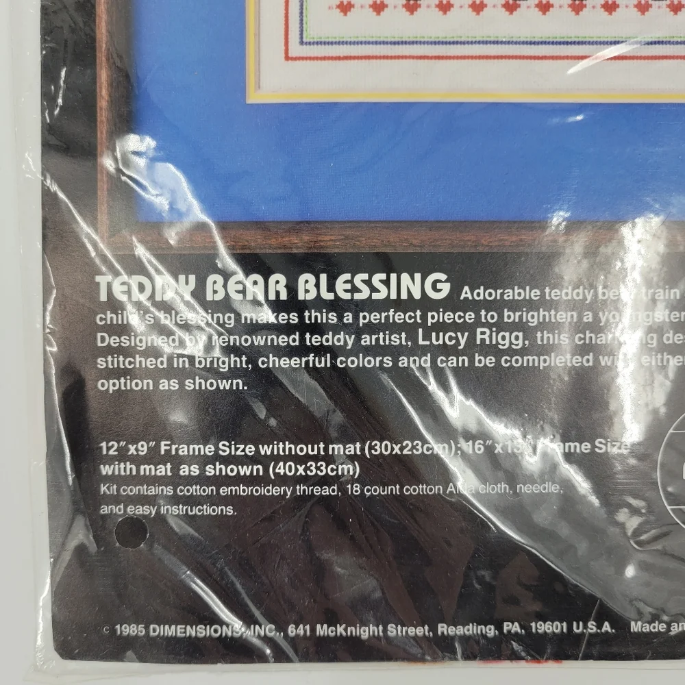 Dimensions Cross Stitch Kit Teddy Bear Blessings USA Made Vintage NEW